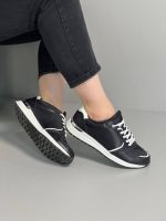 کتونی چرم مشکی پشت سفید اسمارا - تصویر 2